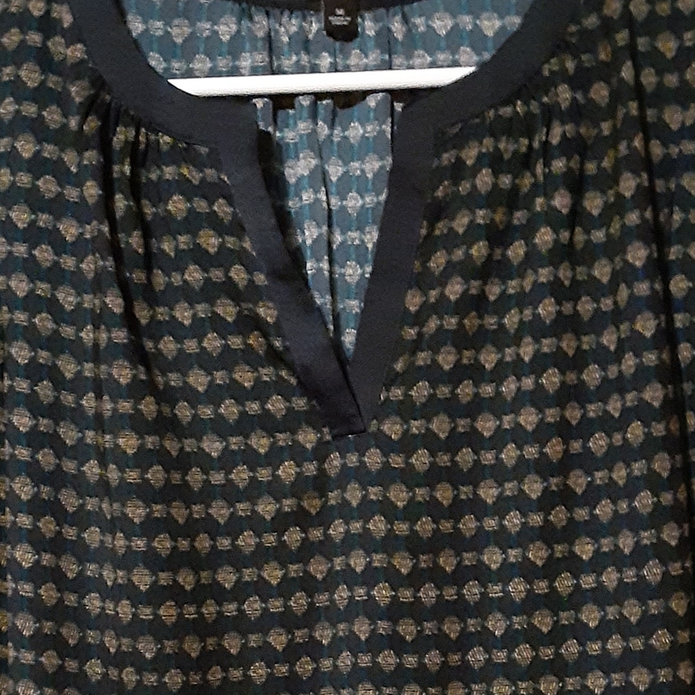 Ann Taylor Navy Patterned Top - image 2
